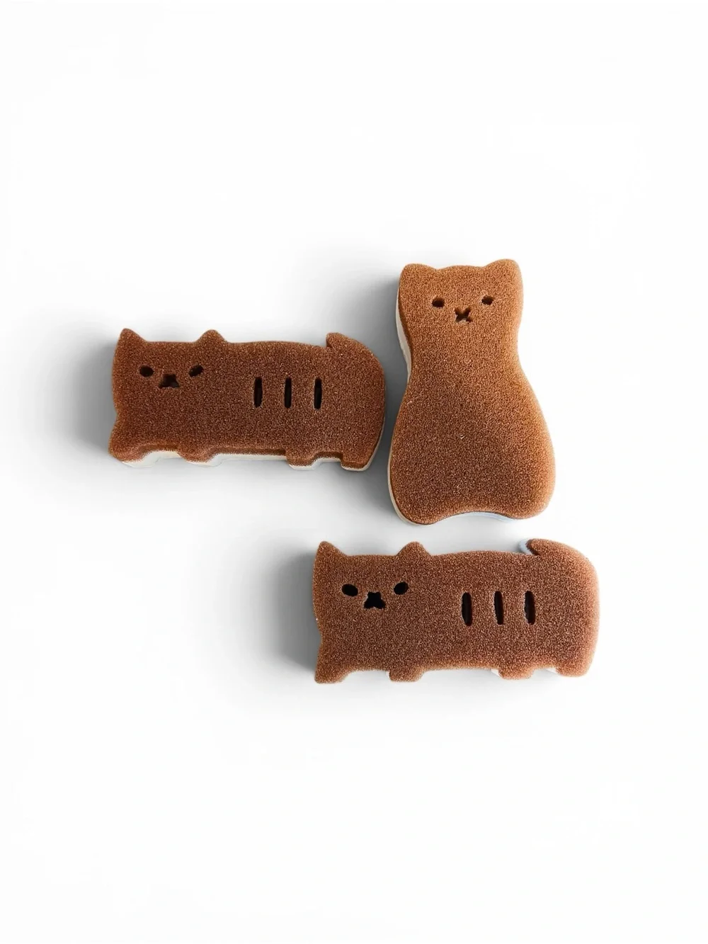 Cute Cat-Shaped Dual-Texture Cleaning Sponges — Set of 3